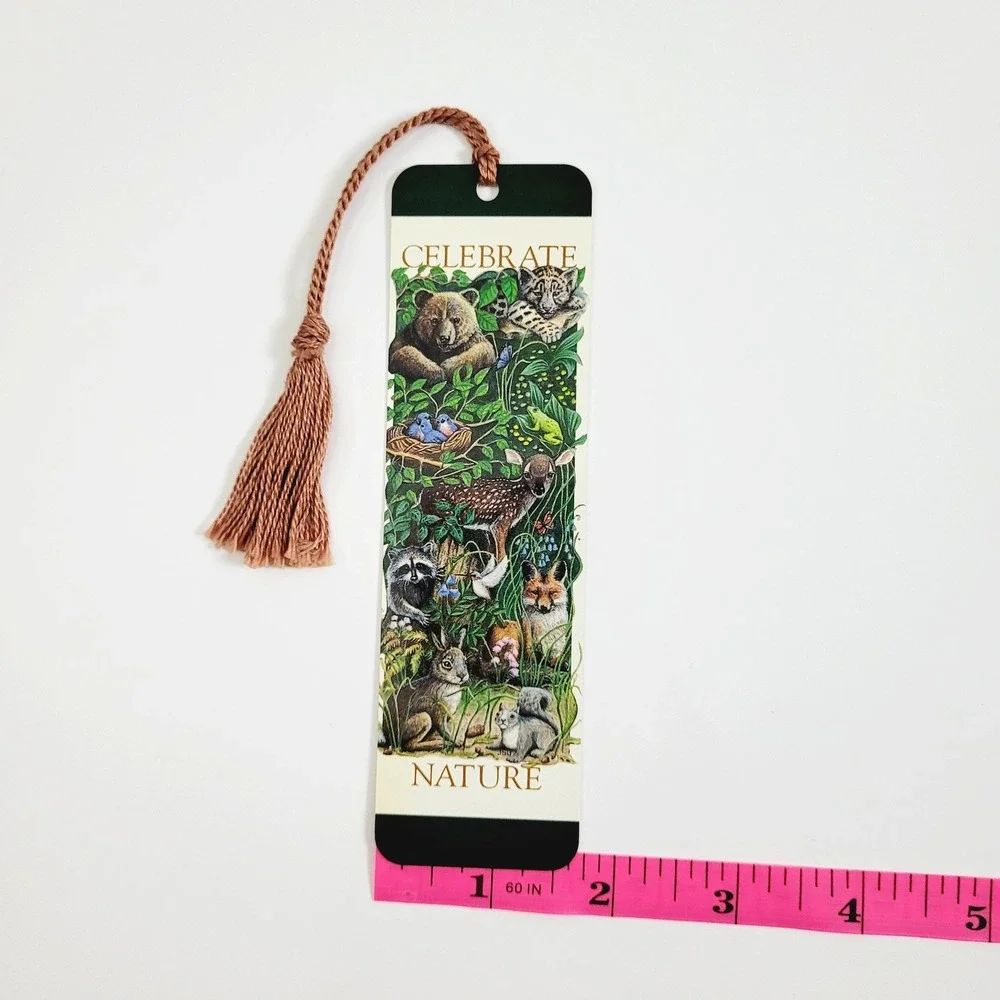 Vintage 90s Celebrate Nature Bookmark Peaceful Earth Wildlife 1991 Artworks AM06